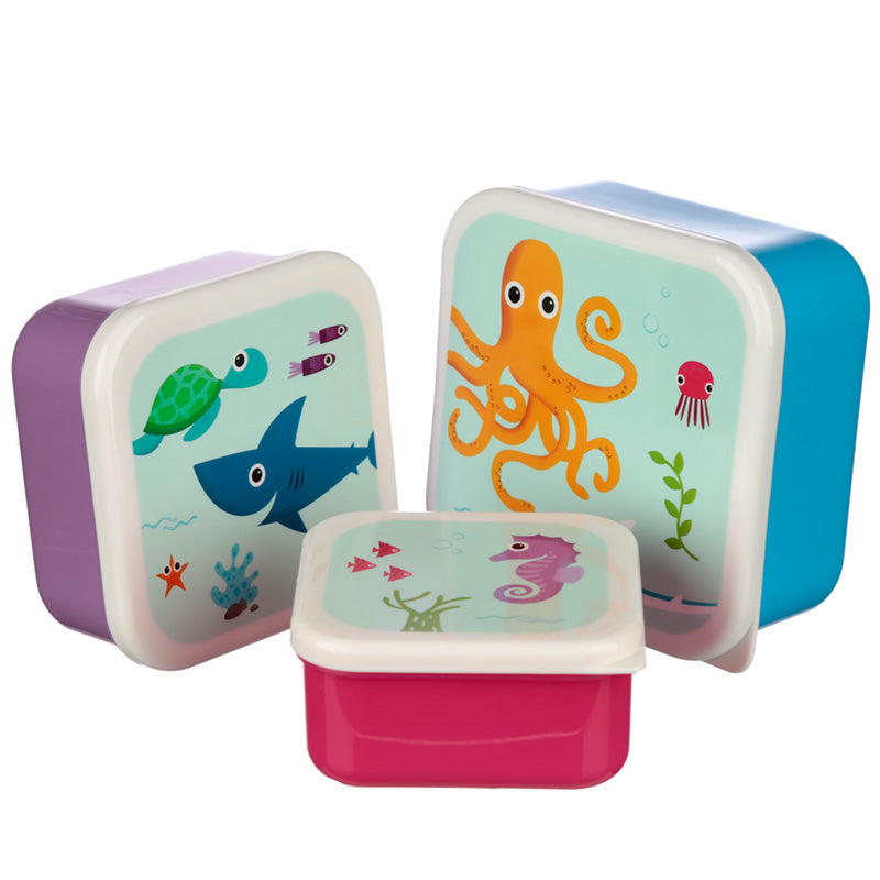 Sealife Design Plastic Lunch Boxes Set of 3 - Myhappymoments.co.uk