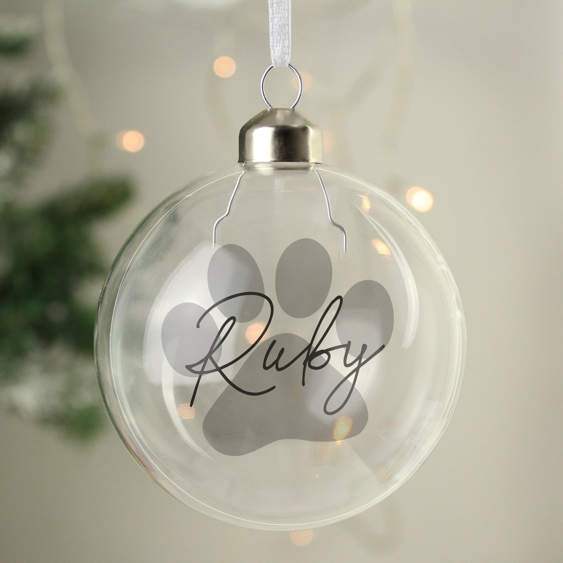 Personalised Pet Paw Glass Bauble