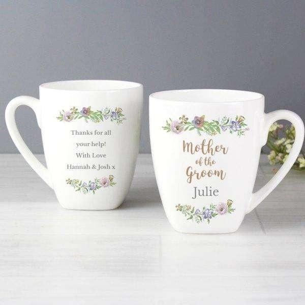 Personalised Floral Watercolour Mother of the Groom Wedding Latte Mug - Myhappymoments.co.uk