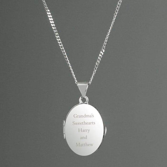 Personalised Sterling Silver Oval Locket Necklace - Myhappymoments.co.uk