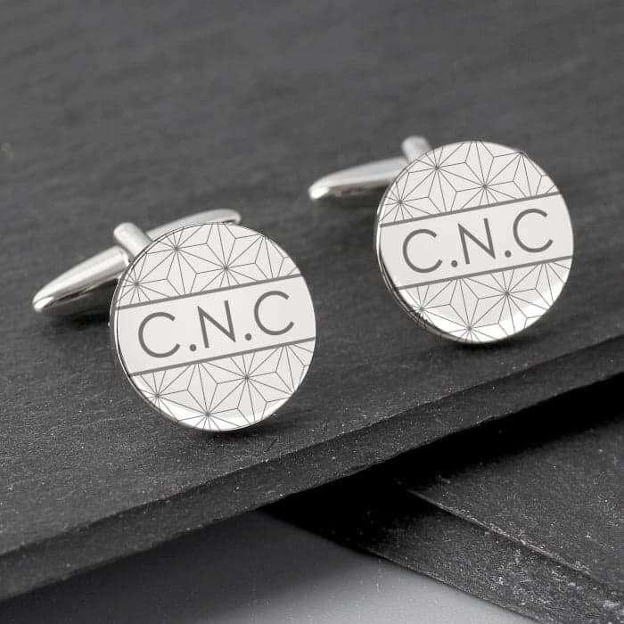 Personalised Geometric Round Cufflinks - Myhappymoments.co.uk