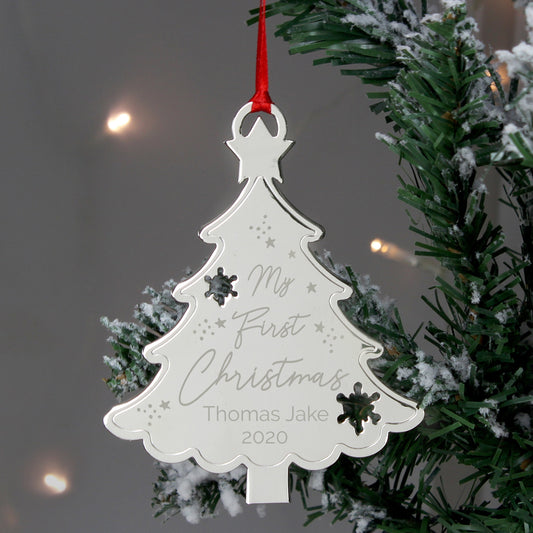 Personalised My First Christmas Metal Tree Decoration