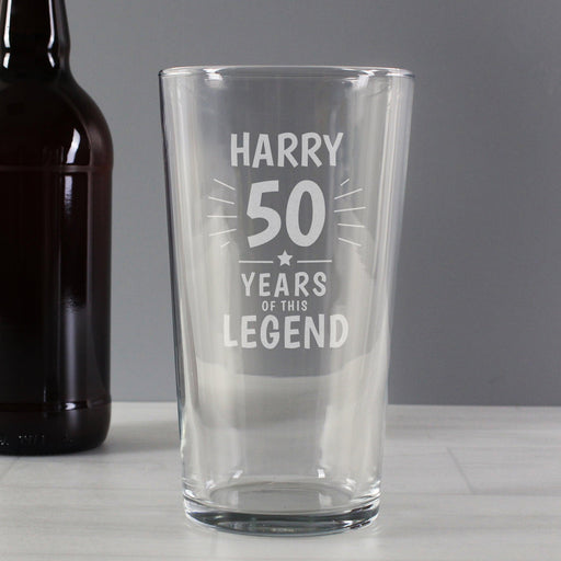 Personalised 50th Birthday Pint Glass - Legend