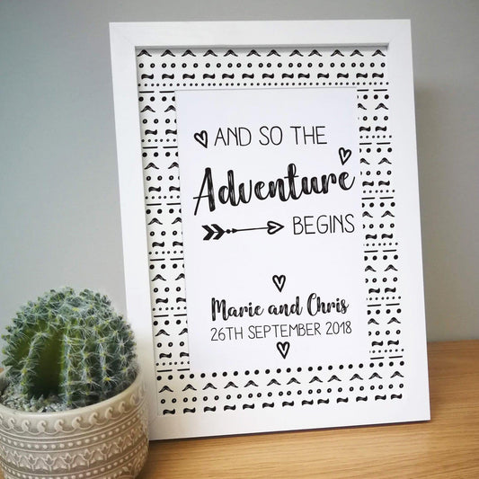 Personalised Adventure Begins A4 Framed Print