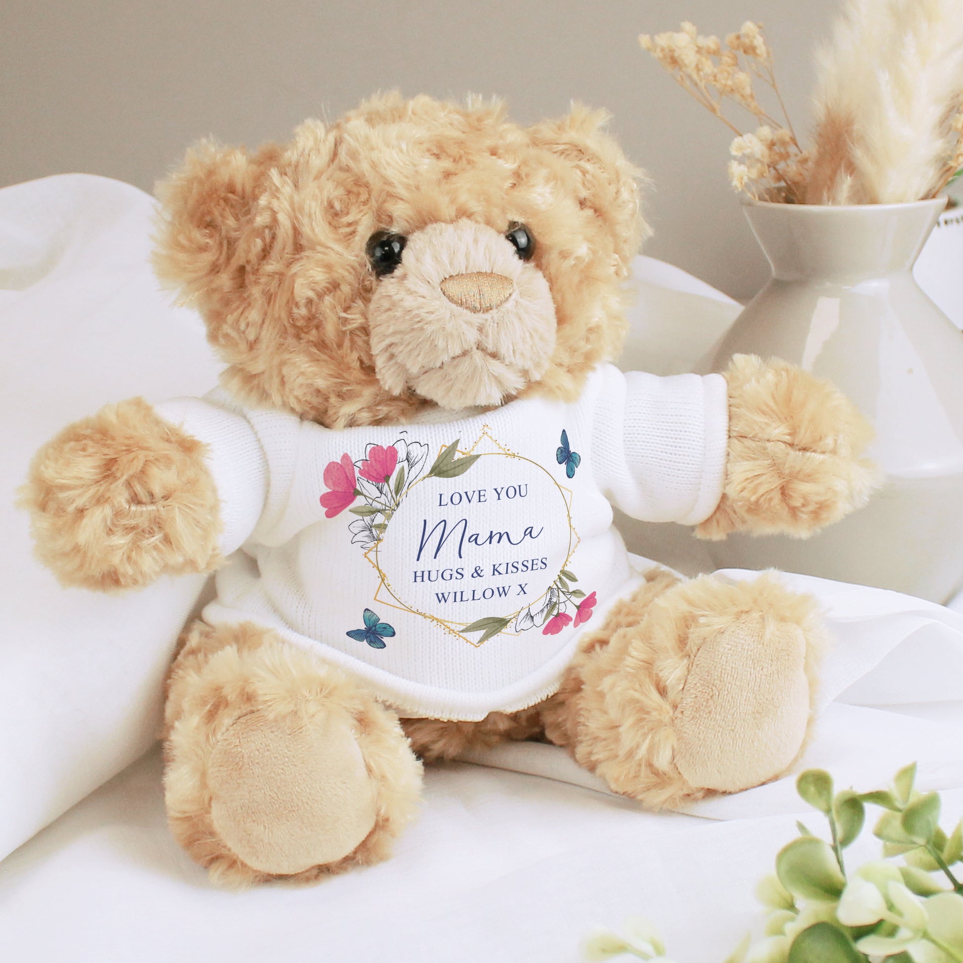 Personalised Geometric Floral Teddy Bear