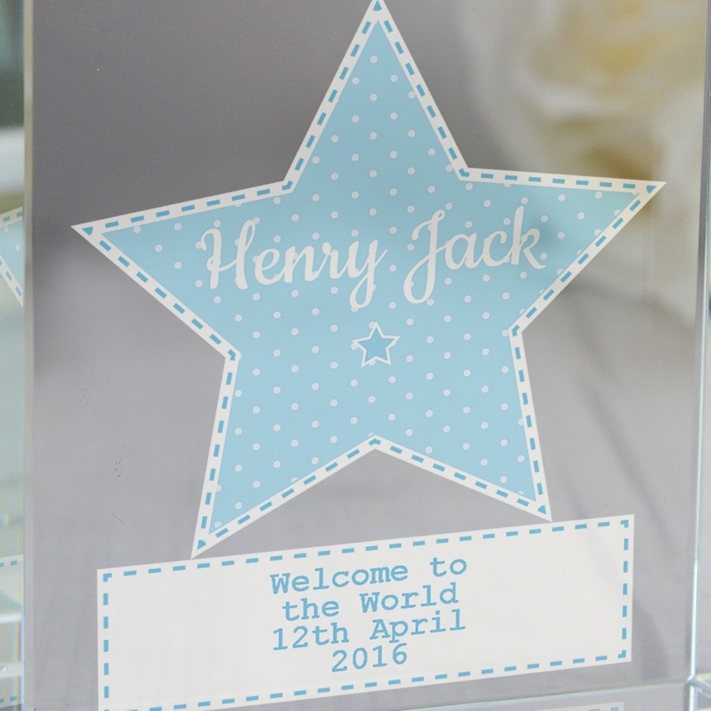 Personalised Stitch & Dot Baby Boy Large Crystal Token