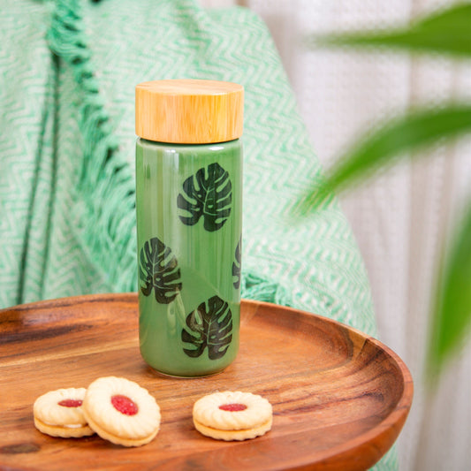 Cheese Plant Leaf Ceramic Bottle