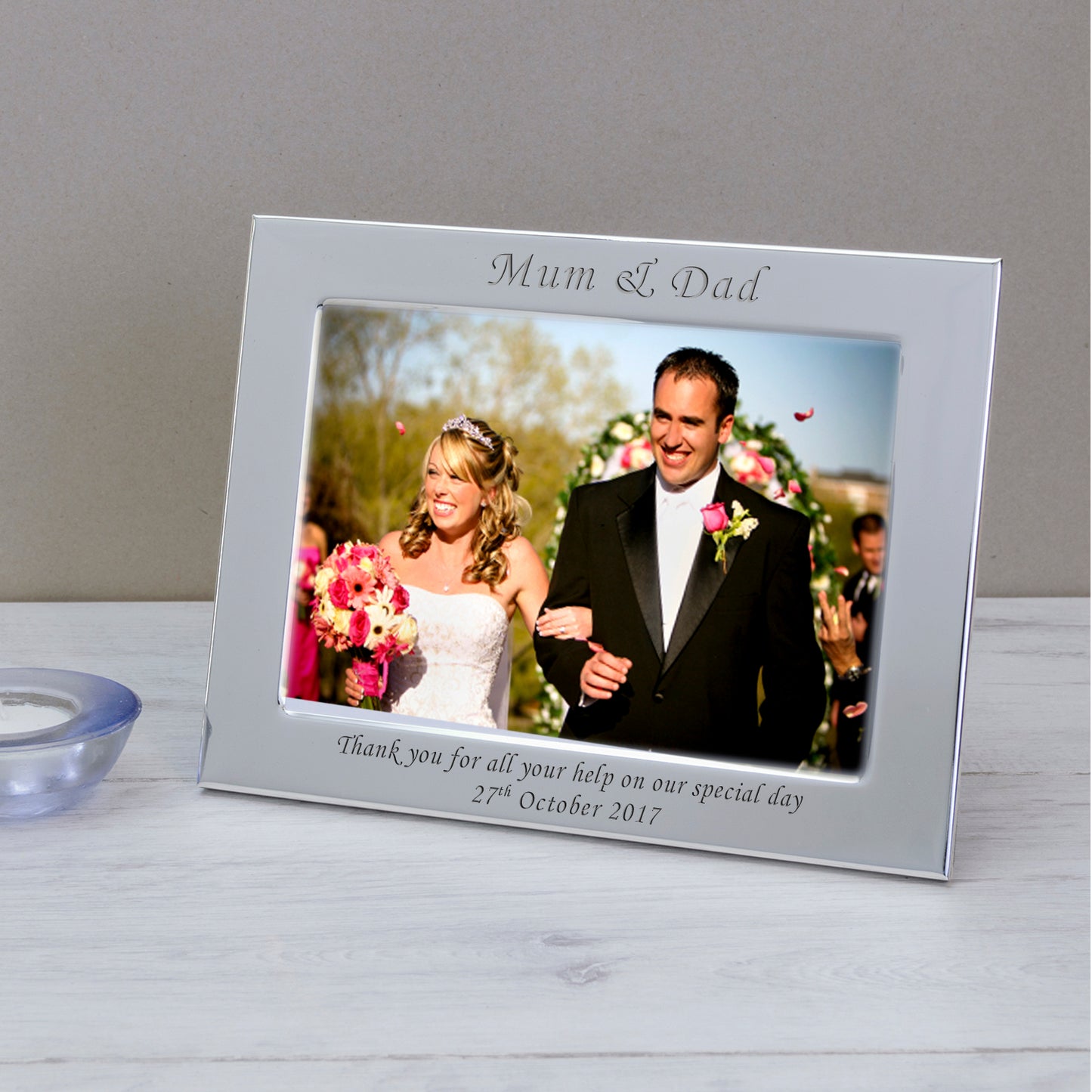 Personalised Silver Plated Photo Frame - Mum & Dad