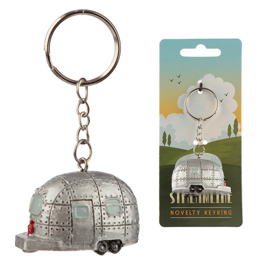 Silver Streamline Caravan Keyring - Myhappymoments.co.uk