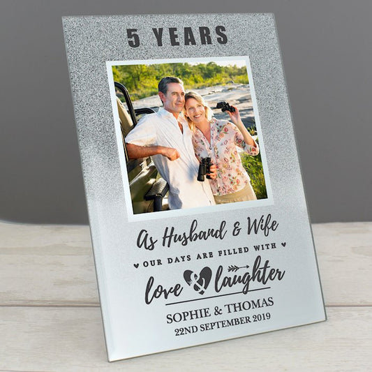 Personalised Anniversary Glitter Glass Photo Frame 4x4 - Myhappymoments.co.uk