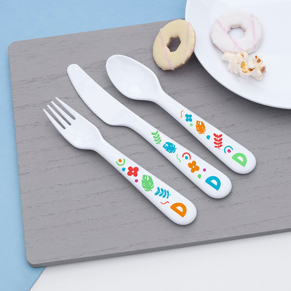 Personalised Children's Colourful Shapes Cutlery Set