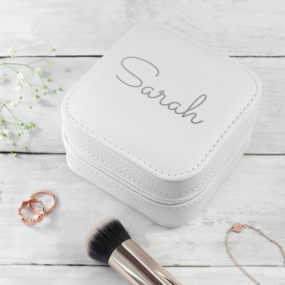 Personalised White Travel Jewellery Case