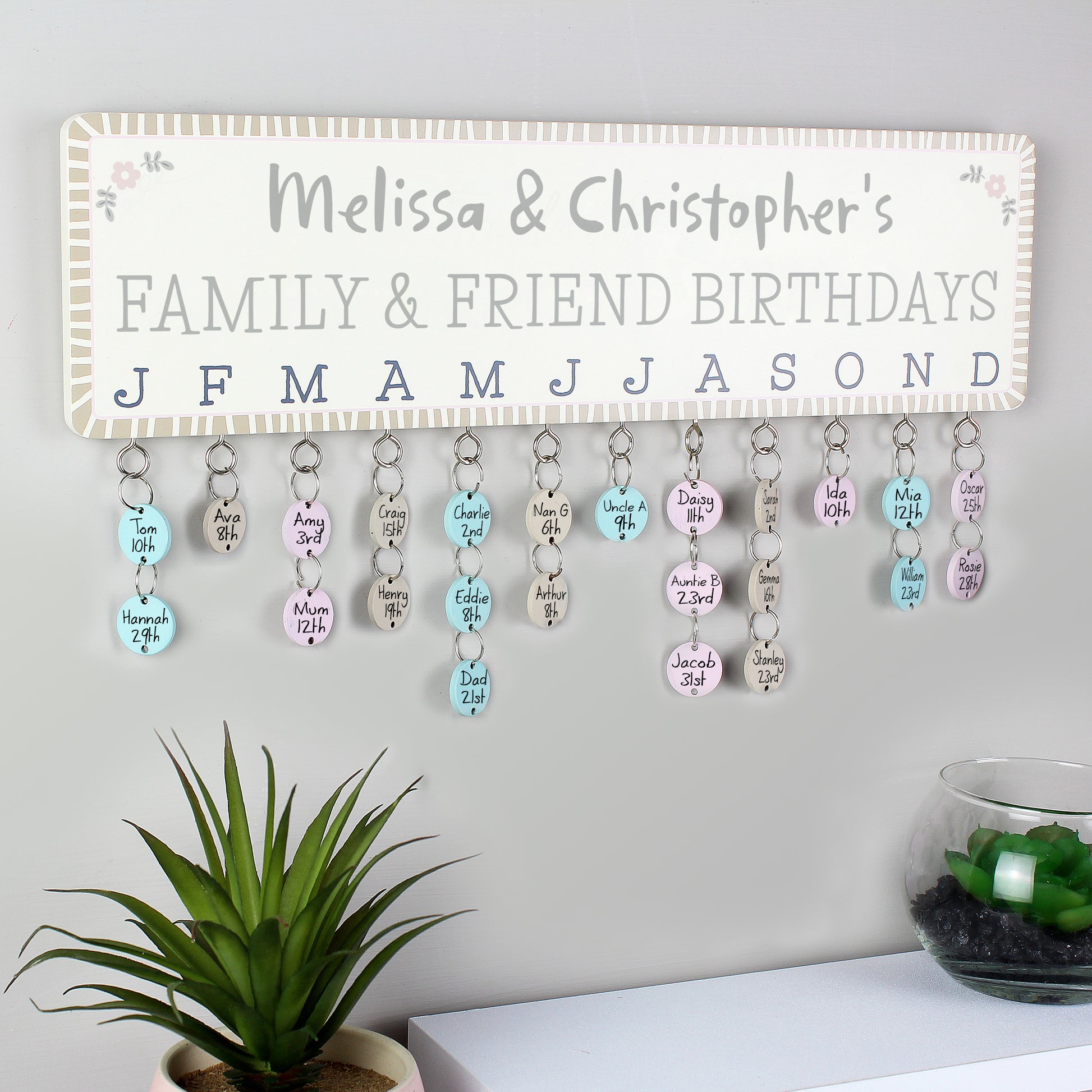 Custom Family Calendar Board With Discs - Planner Birthday Reminder Sign