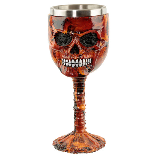 Decorative Dark Skull Flames Marble Effect Skull Goblet