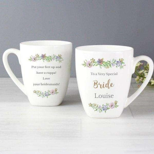 Personalised Floral Watercolour Latte Mug - Myhappymoments.co.uk