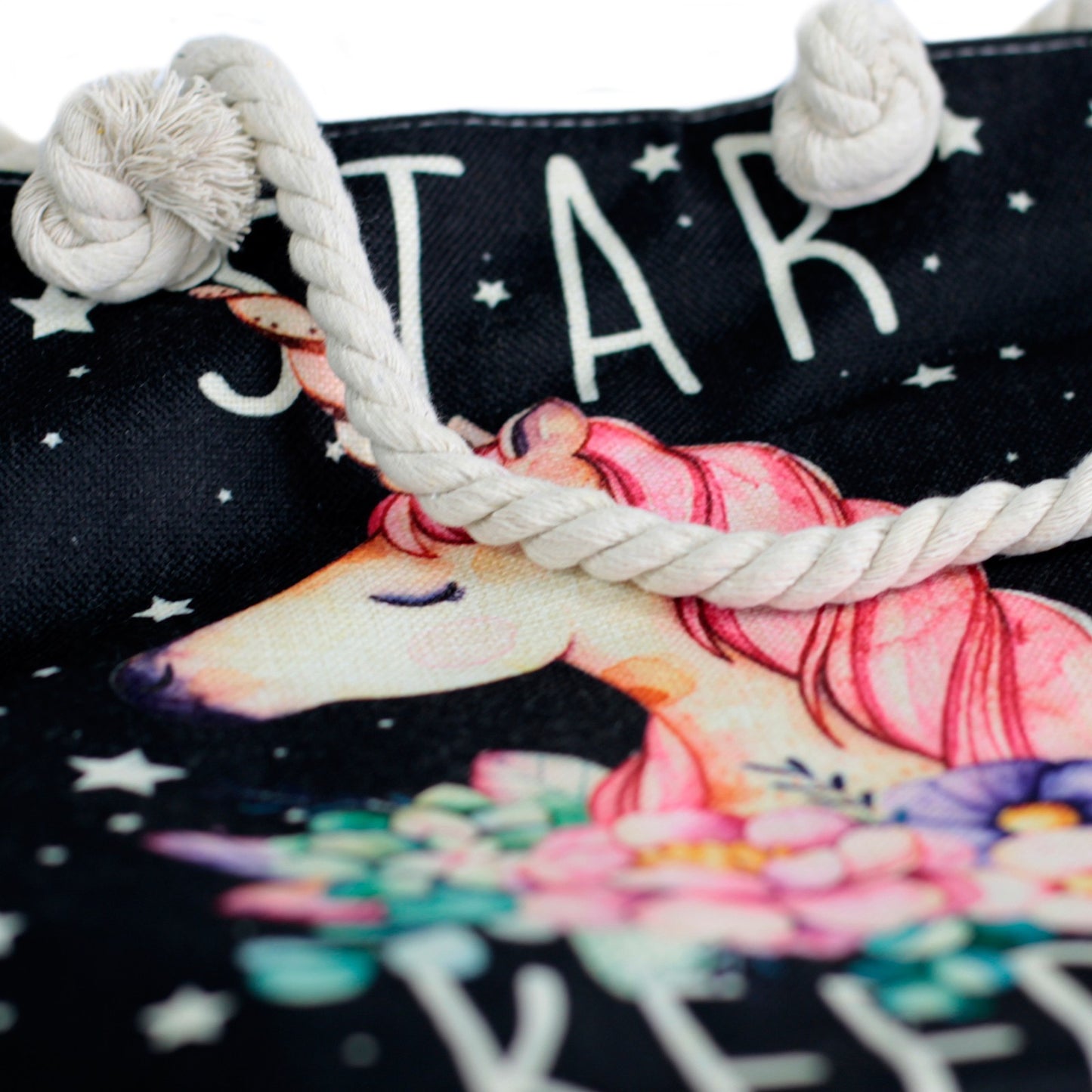 Star Unicorn Keeper Rope Handle Beach Tote Bag - Myhappymoments.co.uk