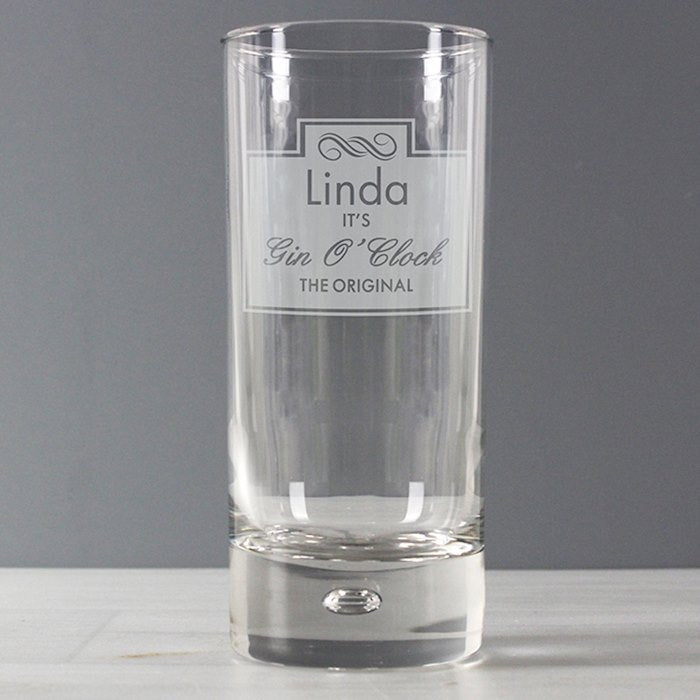 Personalised Gin O'Clock Hi Ball Glass - Myhappymoments.co.uk