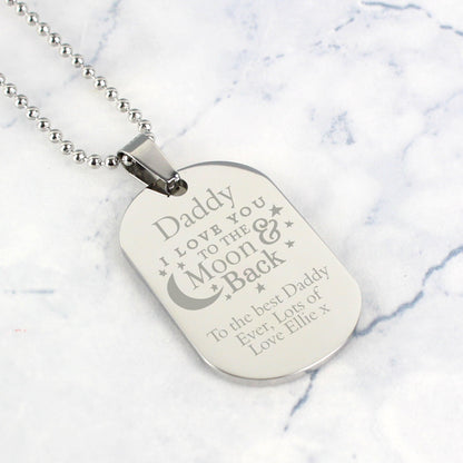 Personalised I Love You To The Moon & Back Dog Tag Necklace - Myhappymoments.co.uk