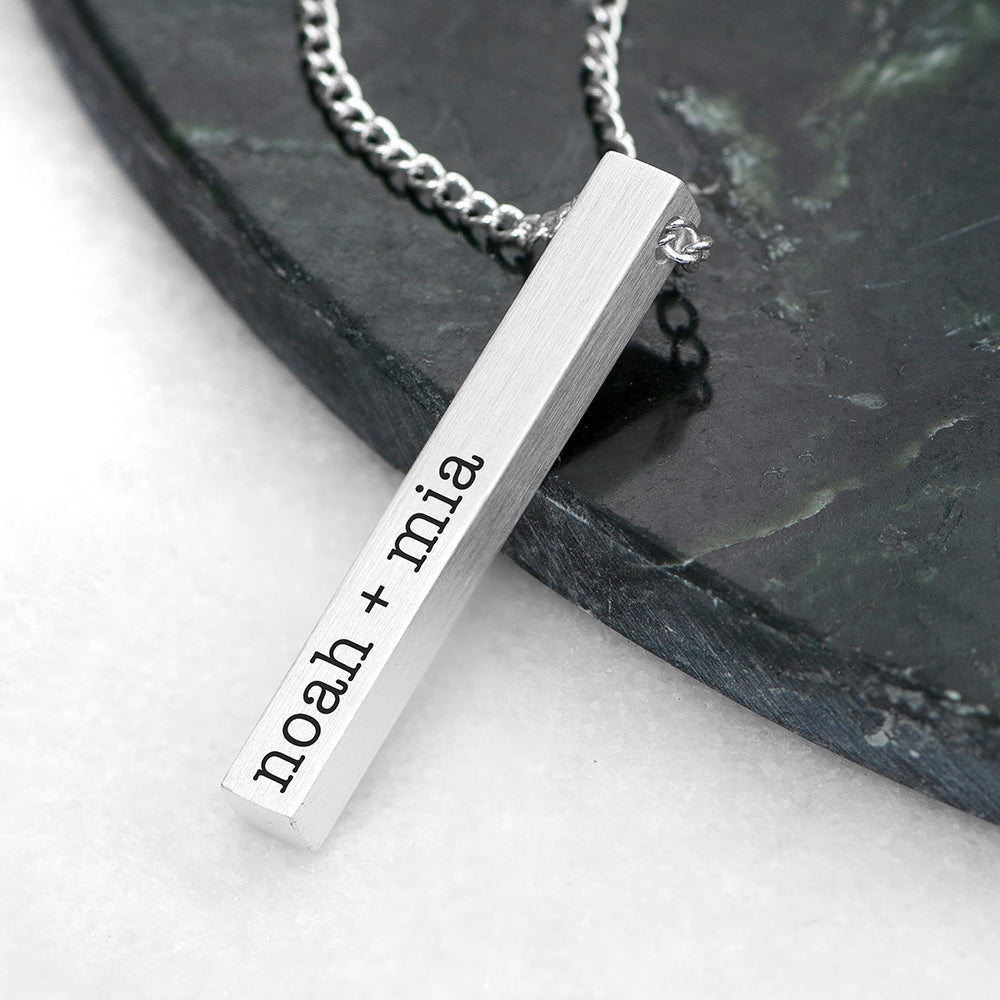 Personalised Men's Silver Solid Bar Necklace