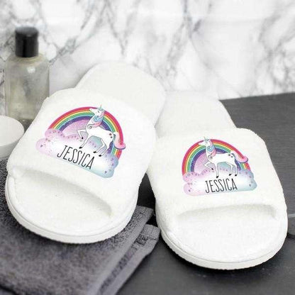 Personalised Unicorn Velour Slippers - Myhappymoments.co.uk