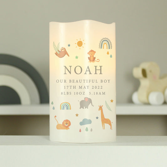 Personalised Safari Animals Nightlight LED Candle