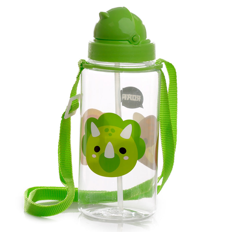 450ml Children's Reusable Water Bottle with Flip Straw - Dinosaur