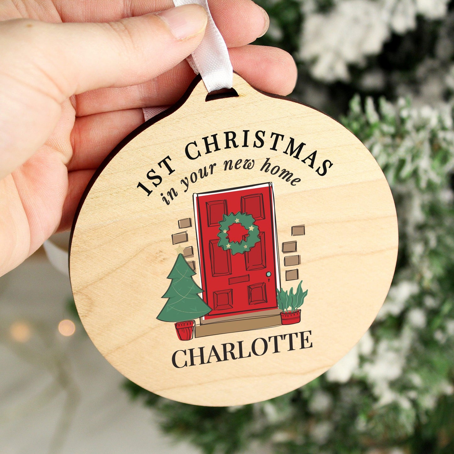 Personalised 1st Christmas In Your New Home Wooden Bauble Decoration