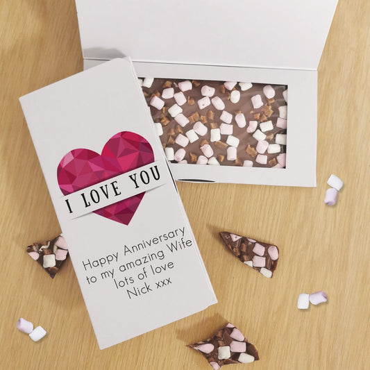 Personalised I Love You Heart Milk Chocolate Card