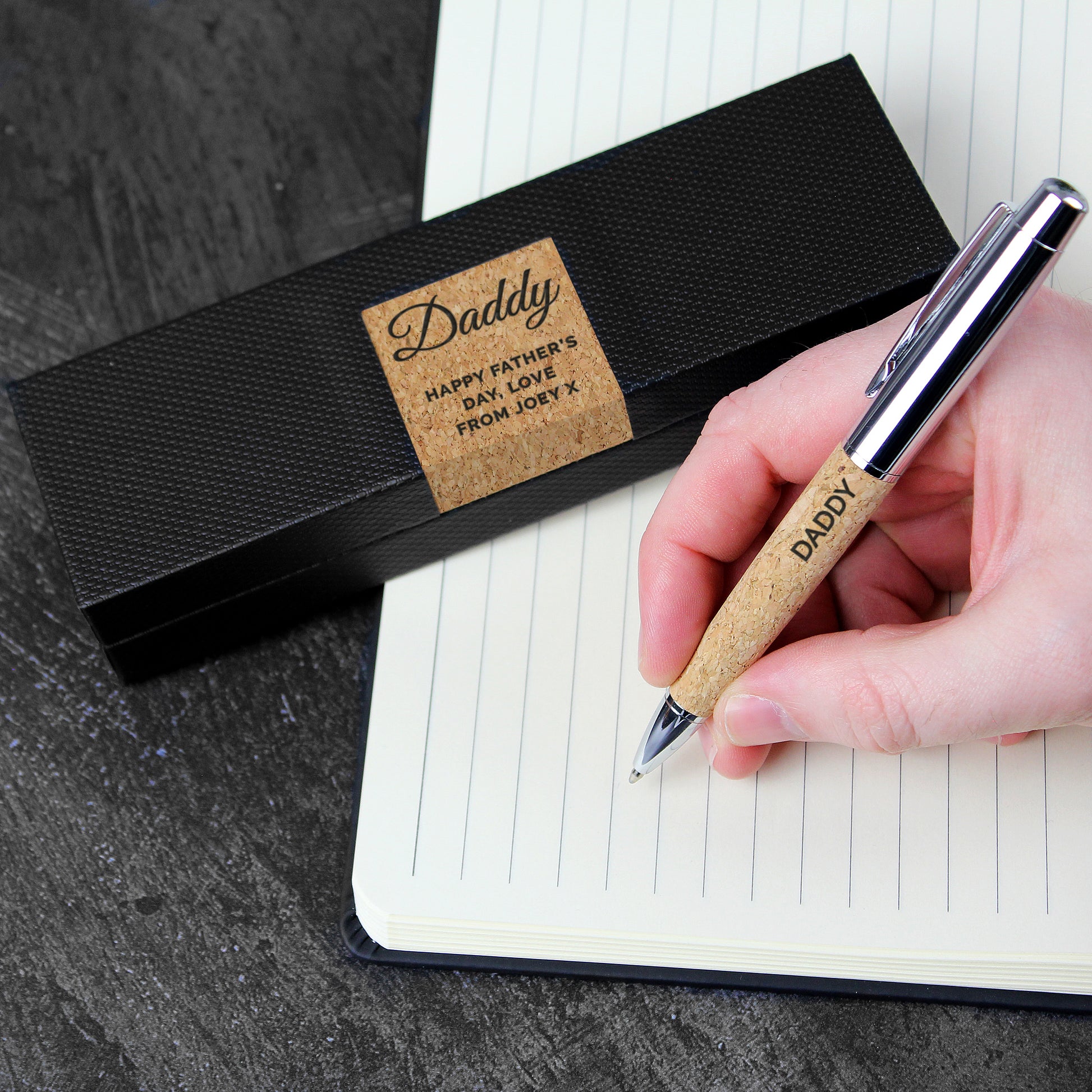 Personalised Free Text Cork Pen & Box Set