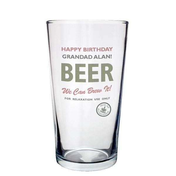 Personalised Nostalgia Pint Glass - Myhappymoments.co.uk