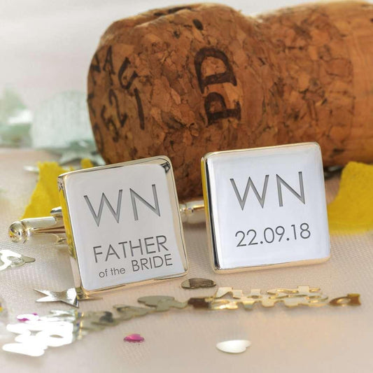 Engraved Square Cufflinks For Wedding Party - Myhappymoments.co.uk