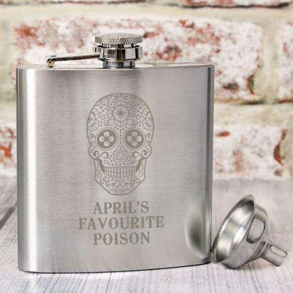 Personalised Sugar Skull Hip Flask - Myhappymoments.co.uk