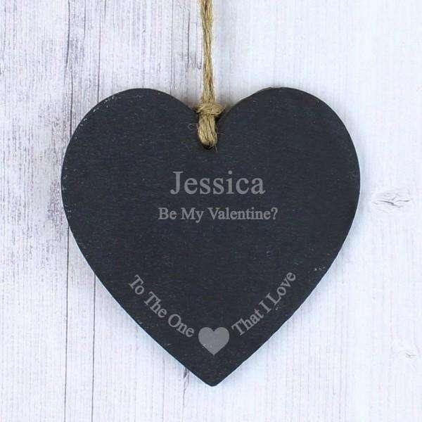 Personalised The One I Love Slate Heart Sign Decoration - Myhappymoments.co.uk