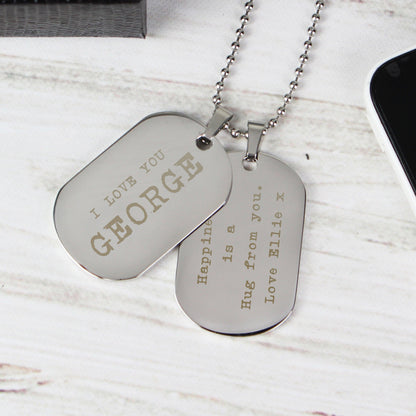 Personalised Worlds Best Steel Double Dog Tag Necklace