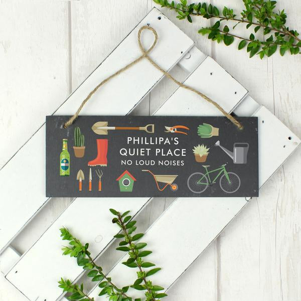 Personalised Garden Printed Hanging Slate Plaque - Myhappymoments.co.uk