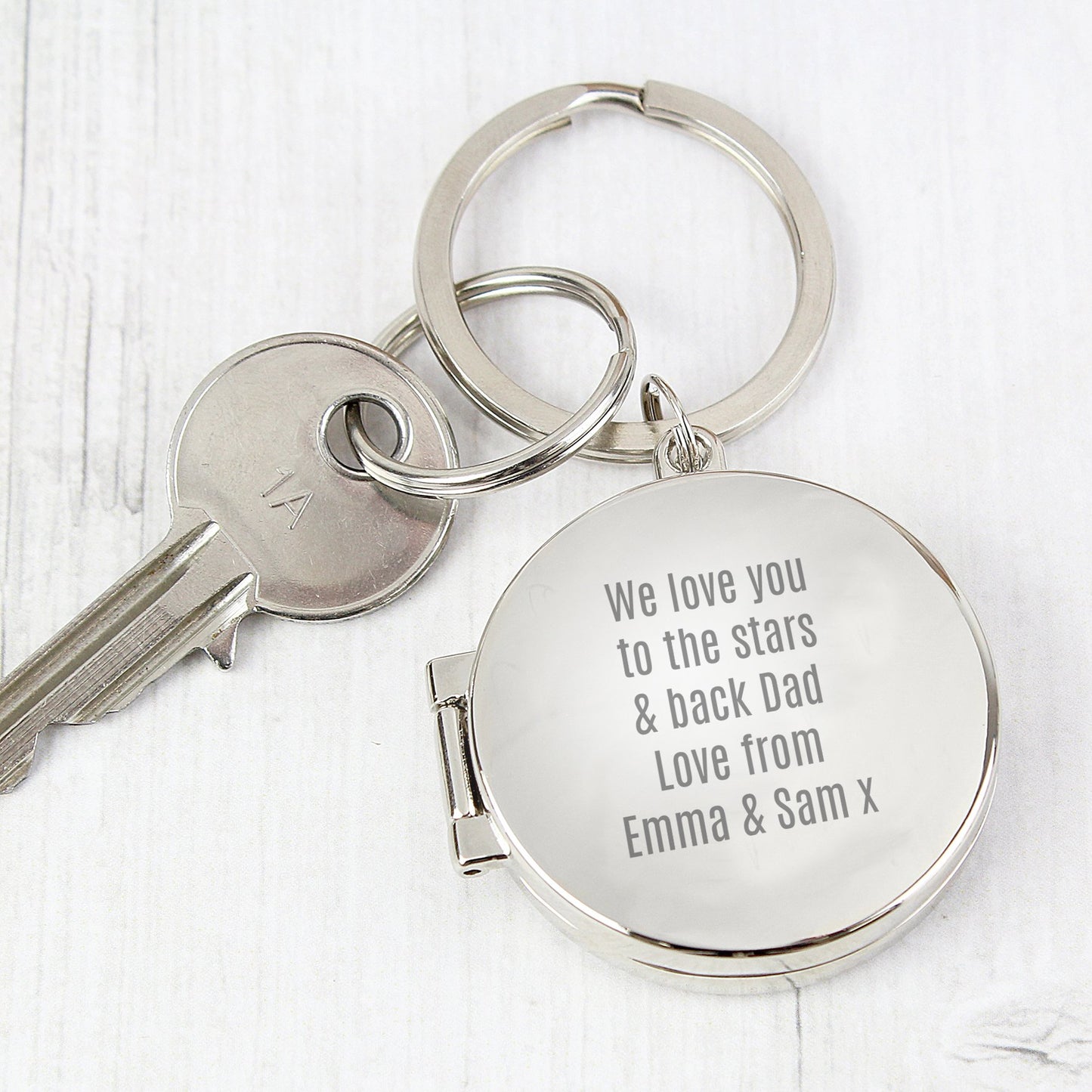 Personalised Free Text Photo Locket Keyring