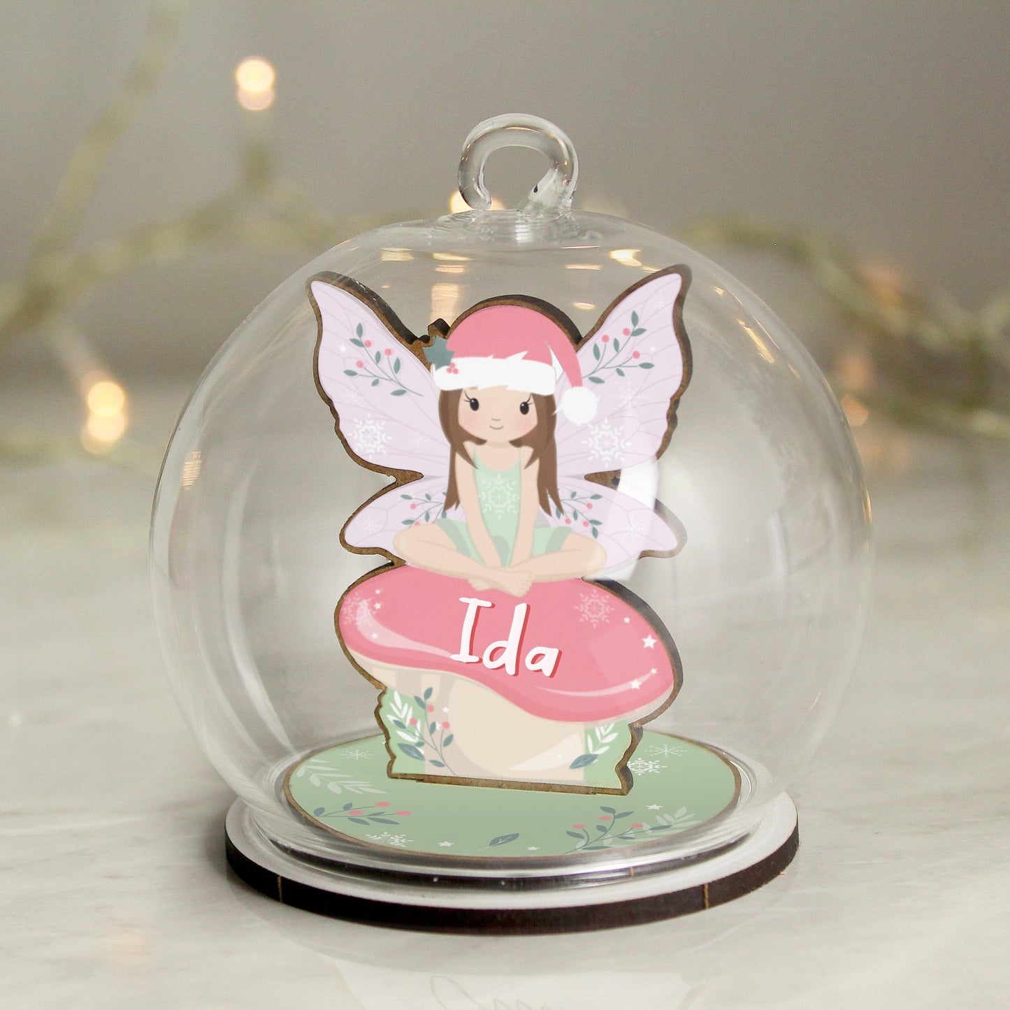 Personalised Wooden Fairy Glass Bauble