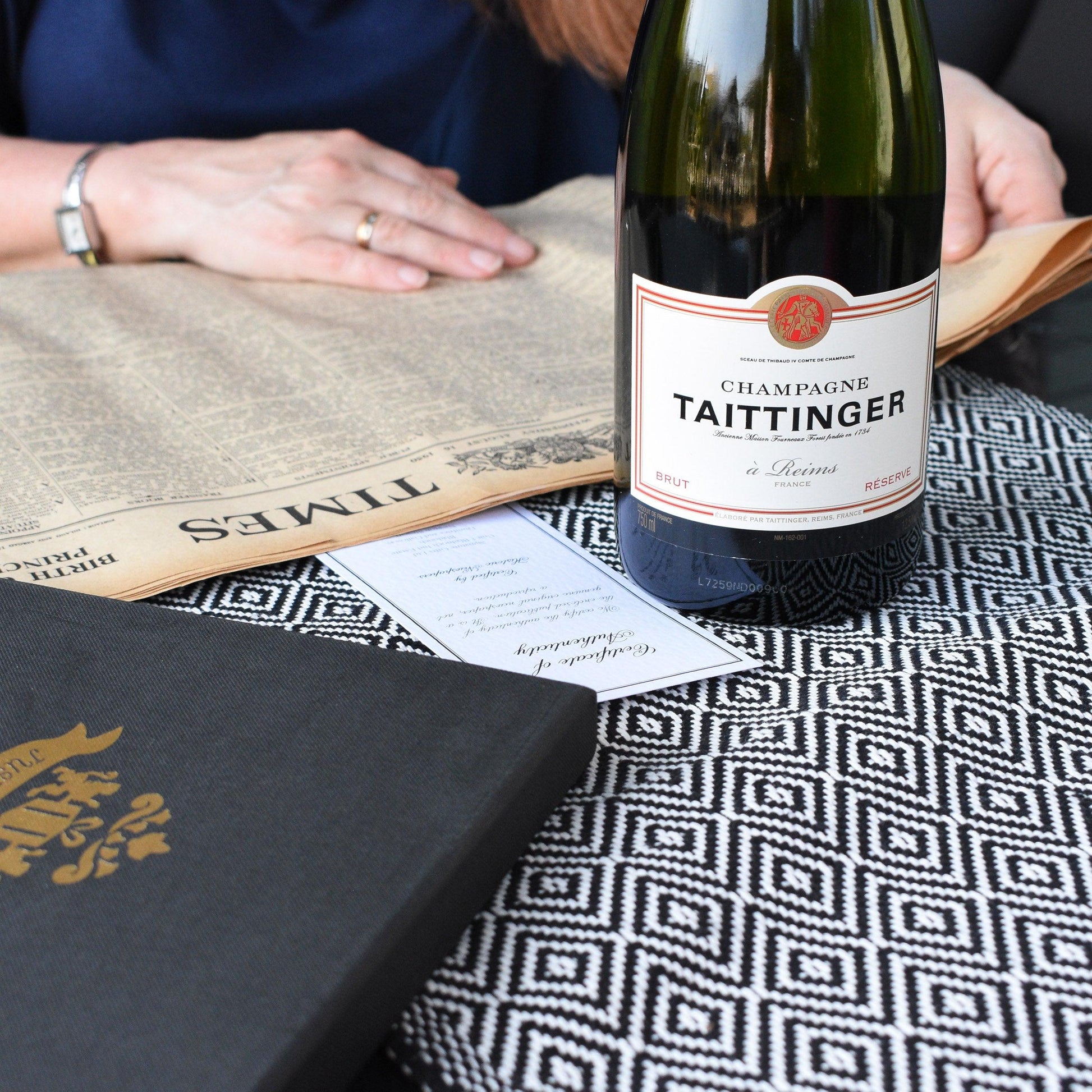 Tattinger Champagne and Original Newspaper