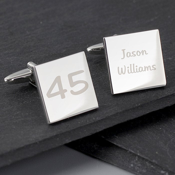 Personalised Birthday Age Square Cufflinks - Myhappymoments.co.uk