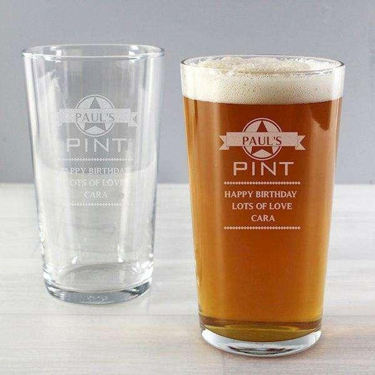 Personalised Diamond Pint Glass - Myhappymoments.co.uk