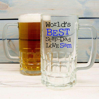 World's Best Step-Dad Glass Tankard - Myhappymoments.co.uk