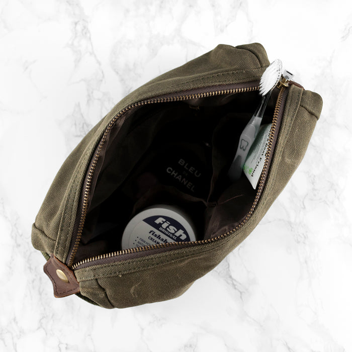 Personalised Men’s Waxed Wash Bag