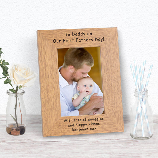 Personalised To Daddy On Our First Fathers Day Photo Frame - Myhappymoments.co.uk