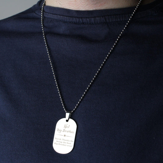 Personalised No.1 Brother Dog Tag Necklace - Myhappymoments.co.uk