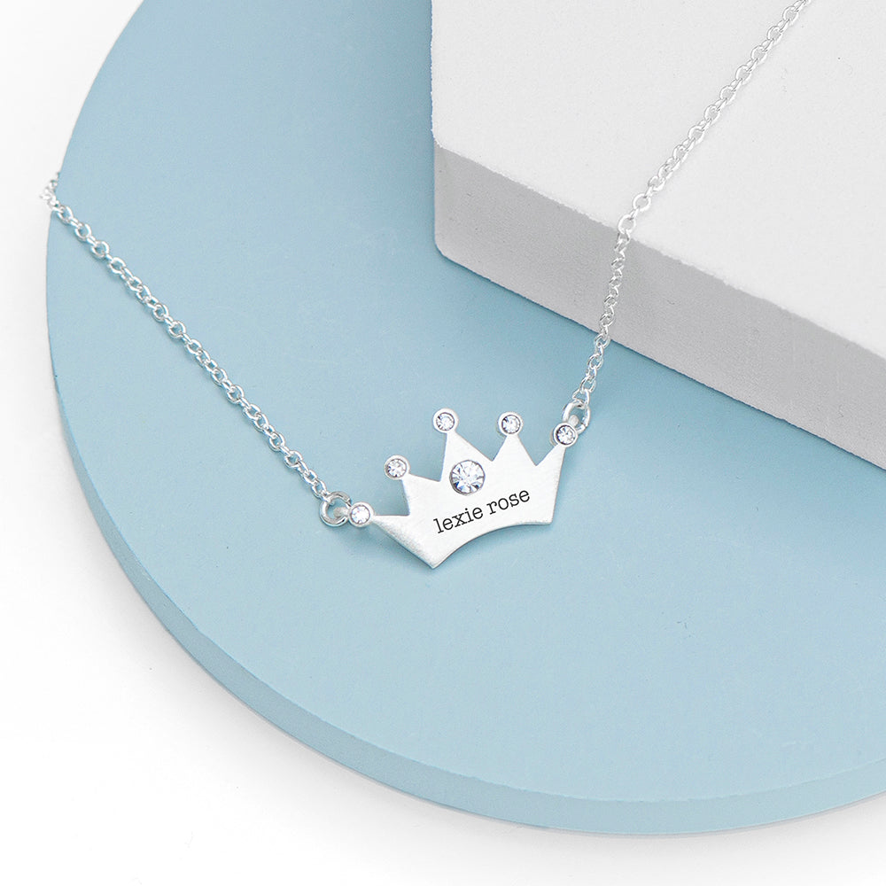 Personalised Kids Princess Crown Necklace