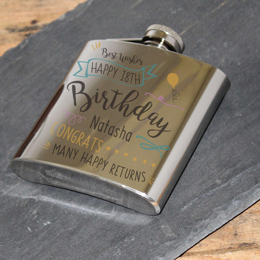 Personalised Birthday Hip Flask - Myhappymoments.co.uk