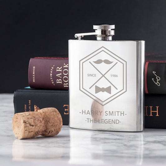 Personalised Legend Dad's Silver Hip Flask - Myhappymoments.co.uk