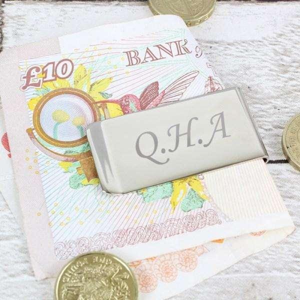 Personalised Silver Plated Initials Money Clip - Myhappymoments.co.uk