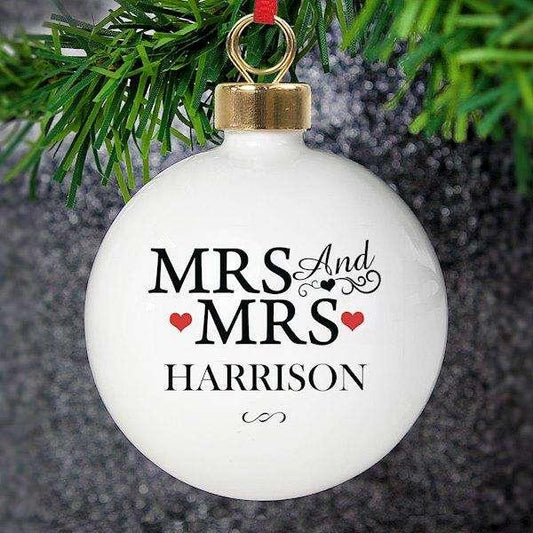 Personalised Mrs & Mrs Bauble - Myhappymoments.co.uk