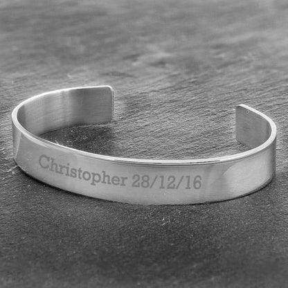 Personalised Stainless Steel Bangle - Myhappymoments.co.uk